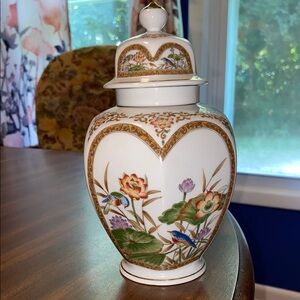 Floral Ceramic Vase with Lid